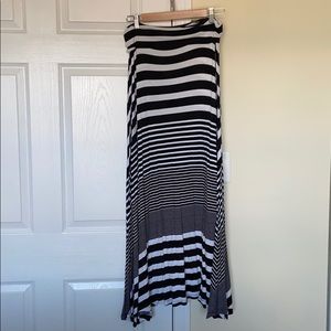 Striped Fold Over Maxi Skirt